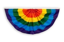 Embroidered 4x2ft Rainbow Pleated Bunting Flag LGBTQ Parade Wall Hanging Decor