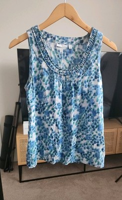 Halogen Silk Tank Top Blue Green Abstract Print Size Small Nordstrom Find