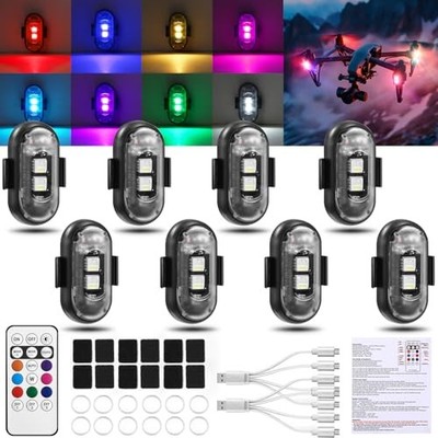 8PCS Wireless Strobe Lights w/Remote Control, Waterproof RGB 8PCS (Standard)