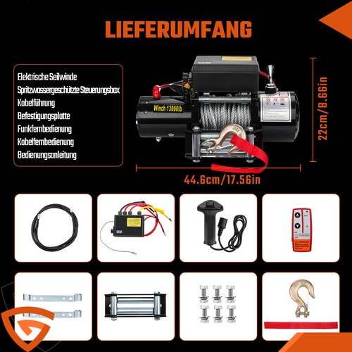Elektrische Seilwinde 13000LBS Elektrowinde Motorwinde Funk mit Stahlseil 12V - Bild 6 von 15