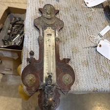 Antique JW Queen Anne Company figure thermometer Wood And brass