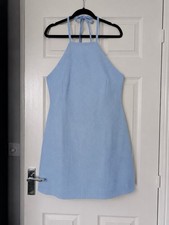 PrettyLittleThing Plus Baby Blue Halter Neck Dress Size 24 New With Tags