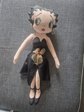 Plush BETTY BOOP, Black Dress with Rose, 12" Plush Doll, Kellytoy, Vintage