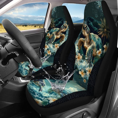 #ad Tropical Sea Turtle Car Seat Cover Set for Front Seat Only 2 Pack Waterproof... $82.60
