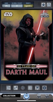 Star Wars Card Trader Digital Legendary Chrome Gold Darth Maul 50cc