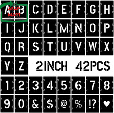 2 Inch Symbol Numbers Craft Stencils - 42 Pc Alphabet Letter Stencil Kit, Inte