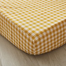 Baby Girl Crib Sheet Yellow Plaid Fitted Sheet Breathable Soft Standard Size ...