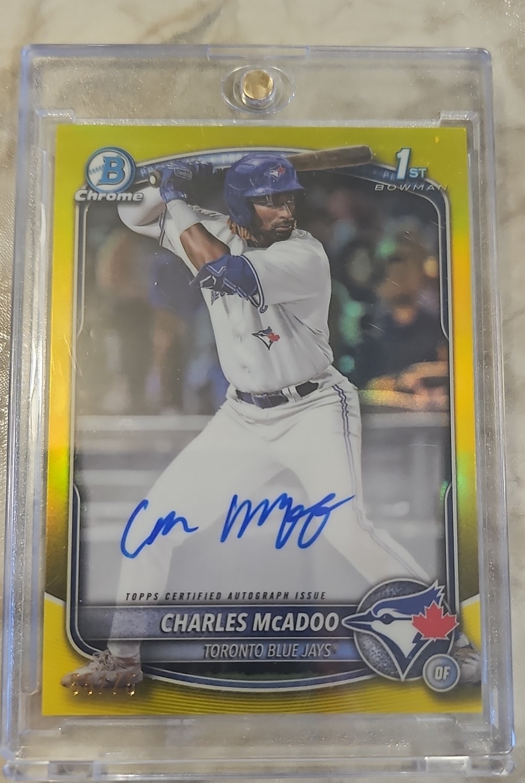 2025 Bowman Chrome Auto Charles McAdoo #CPA-CMA Yellow Refractor /75 Bluejay L01