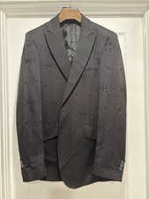 Roberto Cavalli Men  s Formal Black Blazer Peak Lapel Slant Pocket Size 48 38US 