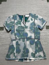 3.1 Phillip Lim Shirt Womens 0 White Green Blue Floral Blouse