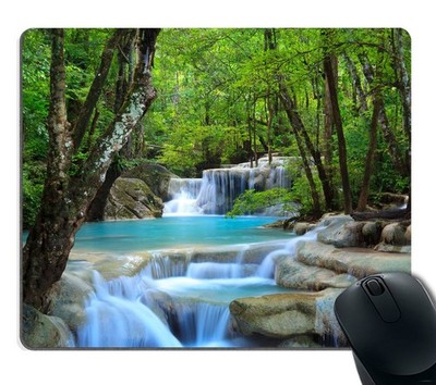 Waterfalls Creek Landscape Mouse Pad Custom Non-Slip Rubber Mat 9.5x7.9 Inch