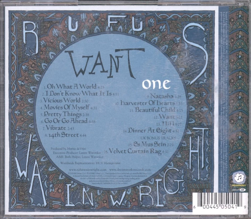 Rufus Wainwright Want One CD UK Dreamworks 2003 Enhanced CD Mit Videoinhalt - Bild 2 von 2