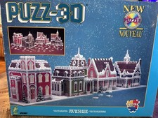 Wrebbit Puzz-3D VICTORIAN AVENUE 1008 Piece 3D Puzzle with 4 HOUSES 1995 Used
