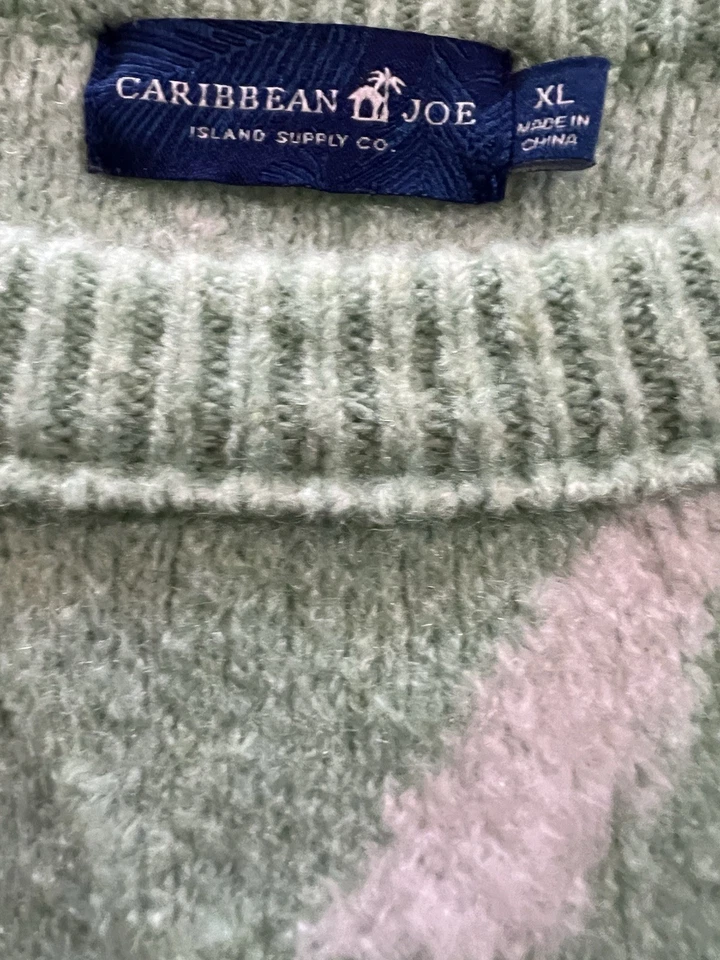 Suéter para mujer Caribbean Joe Island Co nuevo con etiquetas XL GRN W palmeras blancas Foto 4 de 4