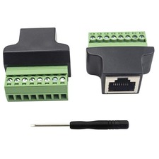 2 Pack RJ45 Female to 8-Pin Screw Terminal Adapter for Ethernet CCTV DVR