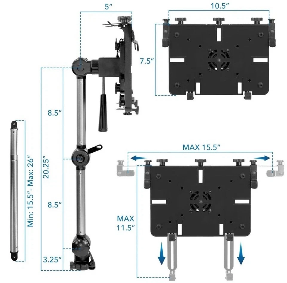 Mount-It! Height Adjustable Auto & Truck Laptop Mount 17" Max Screen Size MI-427 - Image 2 of 4