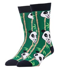 Men's Colorful Novelty Animal Crew Socks, Funny Wild Life Dress Socks, Panda