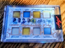 RARE 2021 LEAF Ultimate Relic Pele Maradona Messi Ronaldo Beckham Soccer /20!!!