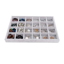 24 Grids Velvet Stackable Jewelry Display Tray Organizer for Earrings Watch