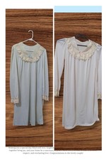 Vintage Womens v pink Blue Lace Trim Nightgowns Set  Sleepwear retro READ sz M