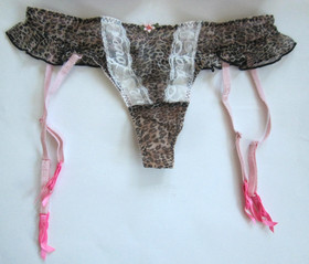 NWT - Victoria's Secret Sexy Little Things Push up Bra & Garter Thong - Leopard