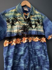 Hawaiian Togs Original Mens Size Medium Palm Trees Button Down Shirt Multicolor
