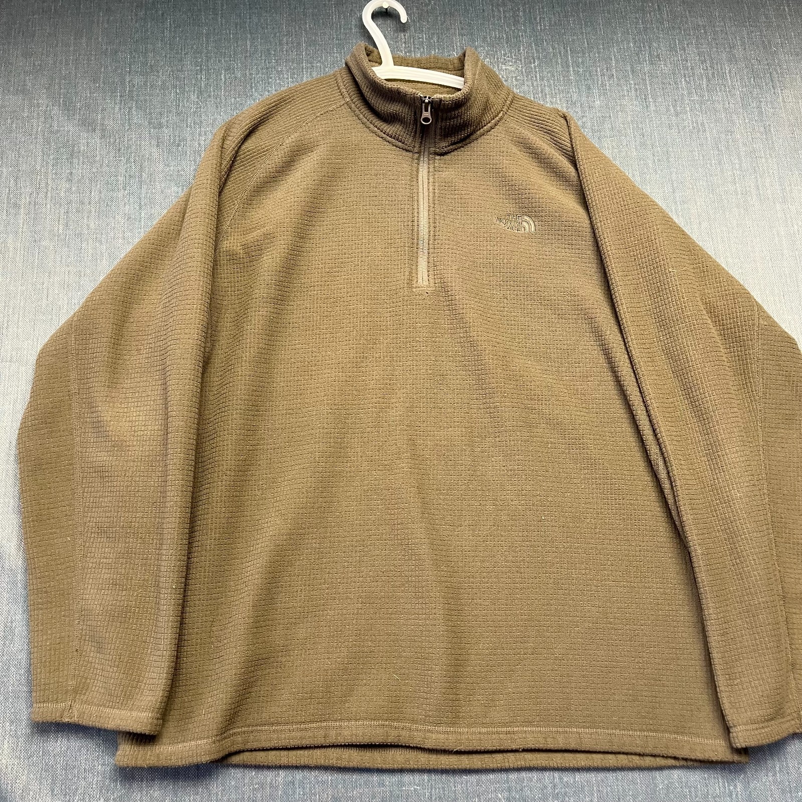 The North Face Men's 1/4 Zip Pullover Size XL Brown Waffle Textured FleeceJacket