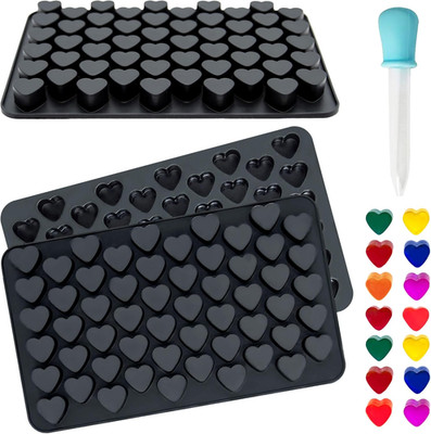 3Pack Heart Silicone Ice Cube Tray Molds Mini Valentine Wax Melt Mold for Baking
