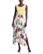 Elie Tahari Women Elie Tahari Mave Mixed Media Dress Yellow M