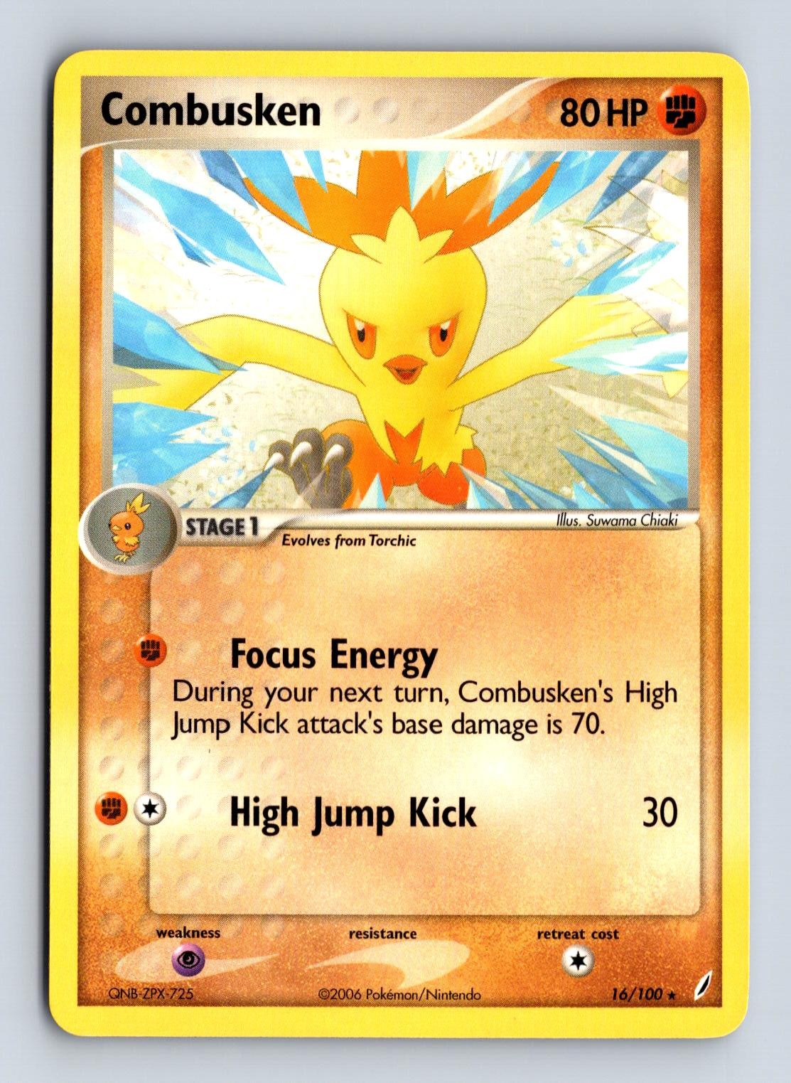 Combusken 16/100 R Crystal Guardians Pokemon MP