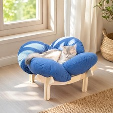 New LDQ Aesthetic Flower Pet Bed Soft Plush Dog Lounge Sofa Cozy Sage Green Smal