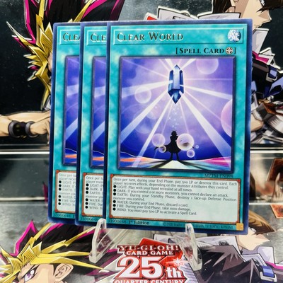 3x Yugioh Playset Clear World MZTM-EN098 Rare 1st Ed Near Mint