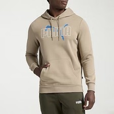 PUMA Hoodie Sweatshirt Men  s Sz M Tan Big Logo Fleece Pullover Essential NWT