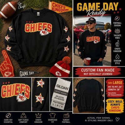 Kansas City Chiefs NFL Sweatshirt L Sleeve Logo Game Day Streetwear Dadcore EUC