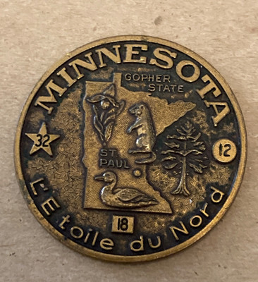 Vintage Minnesota Gopher State St Paul Loon Red Pine Tree Lakes Medal Coin