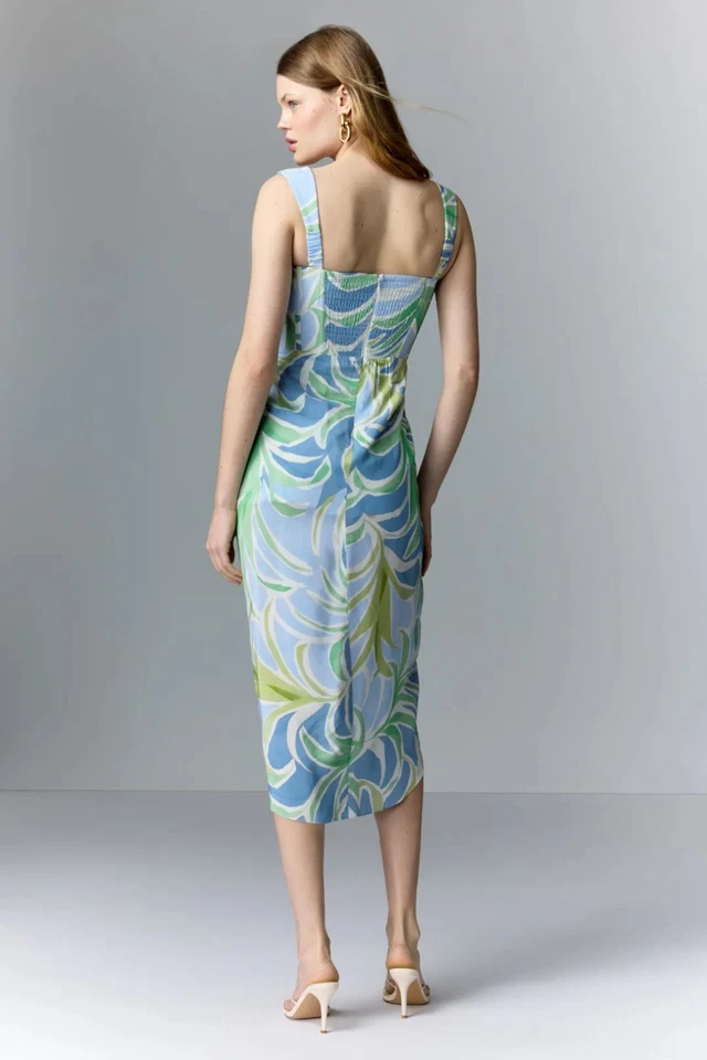 Vestido YUMI KIM Emil vibrante multicolorido floral envoltório midi, tamanho XS - Imagem 3 de 4