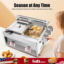2 Burner Countertop Gas Deep Fryer Propane Gas Stainless Steel Outdoor Use Round