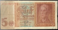 1942 GERMANY PAPER MONEY - 5 REICHSMARK BANKNOTE!