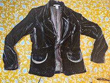 Vintage Forever Women  s M Dark Green Velvet Silk-Lined Tie-Front Blazer Jacket