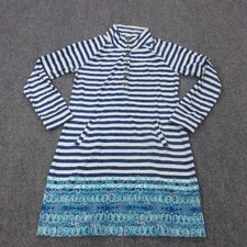 Lilly Pulitzer Captain Dress Womens M Blue Stripe Mock Neck French Terry
