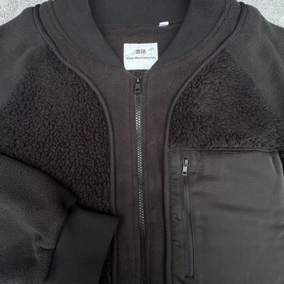 UNIQLO White Mountaineering Fleece Jacket Mens XL Black Full Zip 