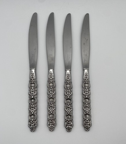 Lotto 4 Pezzi Coltelli Oneida Community Posate Inox Viola Voila Coltello Floreale - Foto 5 di 8