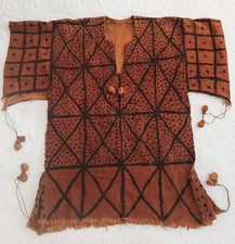 Vintage African Mali Bogolan MUD CLOTH Tunic SHIRT Hand Woven Painted Textile