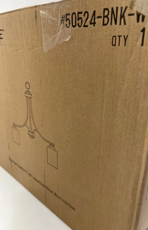 Araña de vidrio blanco esmerilado níquel cepillado 4 luces hecha a mano Bolden Foto 2 de 2