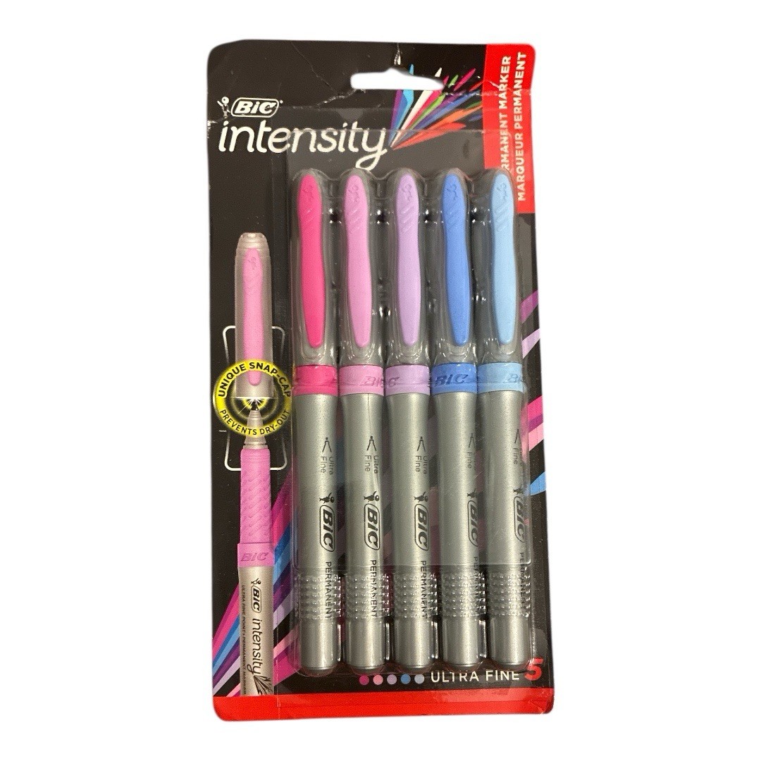 Bic Intensity Ultra Fine Permanent Marker Assorted Colors 5 Pc New