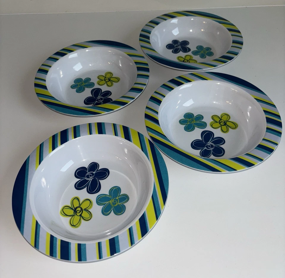 Набор из 4 уличных чаш глубиной 2 дюйма шириной 6 дюймов сине-зеленые - Изображение 3 из 4