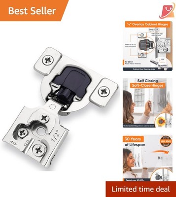 50 Pack Soft Close Cabinet Hinges 1/2 Size Stainless Steel for Face Frame Cab...