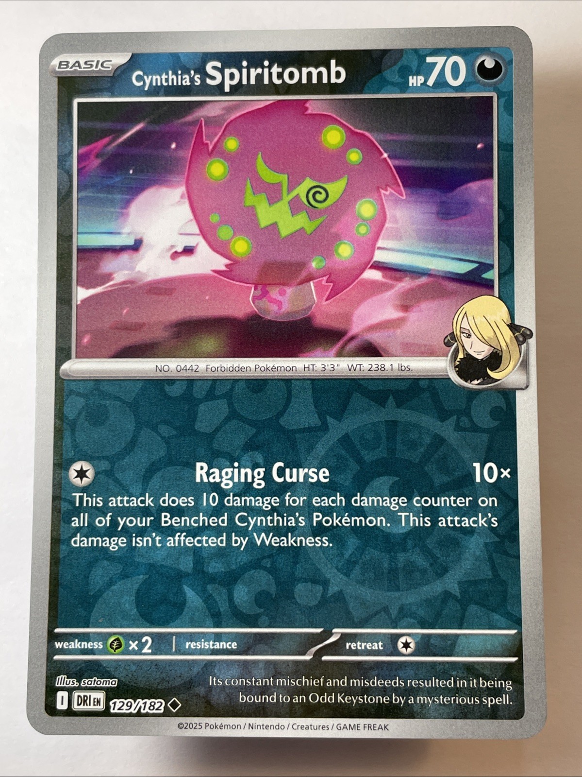 Cynthia's Spiritomb 129/182 - Sv10: Destined Rivals Reverse Holo (NM)