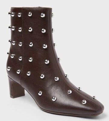New Women s Tigris Low Shaft Heeled Boots With Memory Foam Dark Brown 9.5