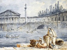 MAN SMOKING PIPE river H. Robert Tile Mural Kitchen Backsplash Marble Ceramic